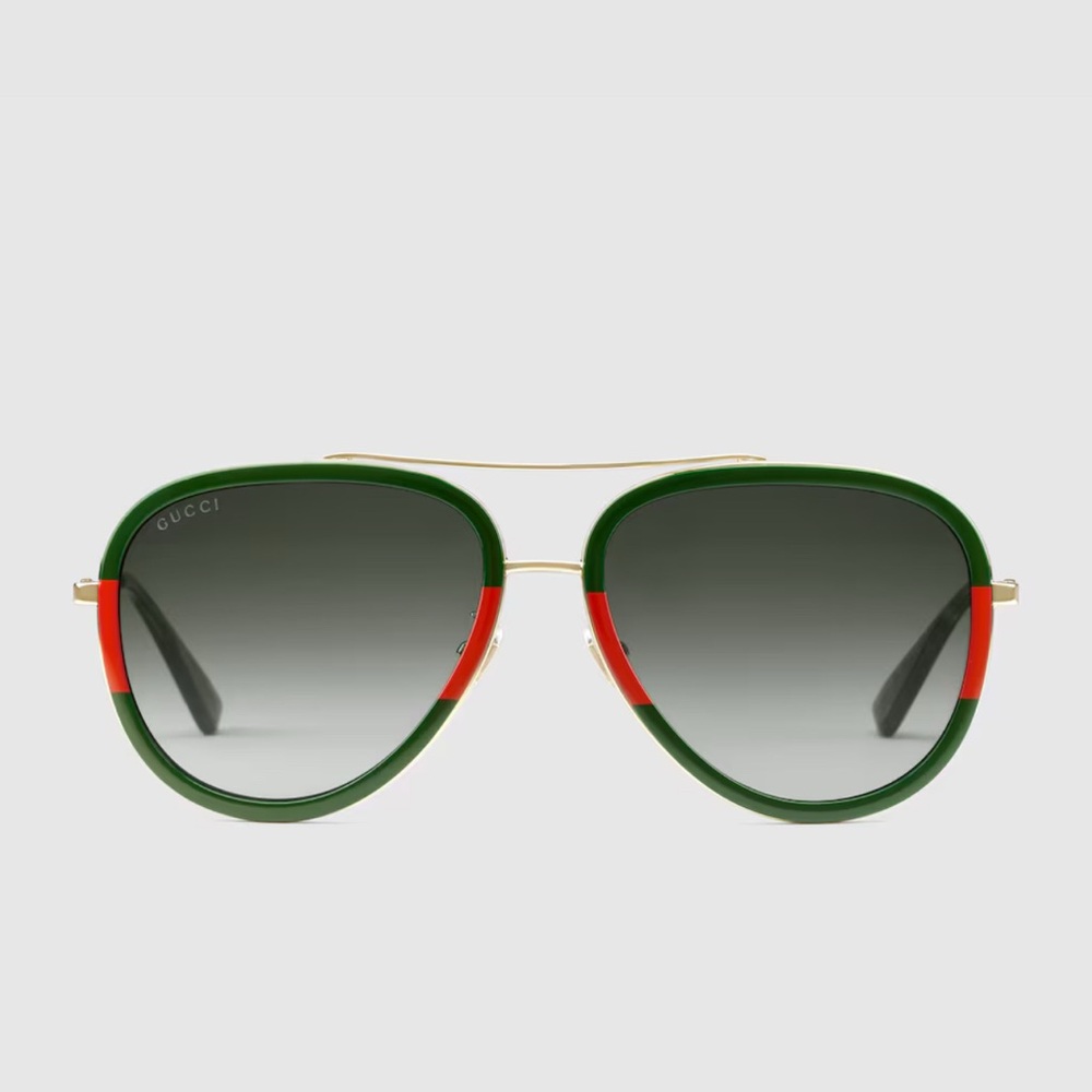 Gucci Aviator Sunglasses Green Red Classic